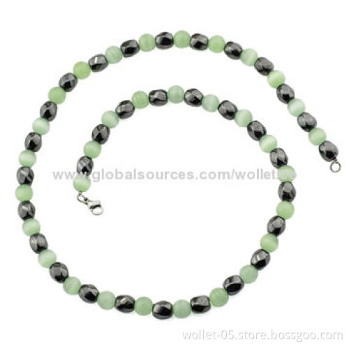 China Manufacturer Wholesale Fashion Energy Jewelry of Beaded Necklace with Hematite, Cats Eye Stone